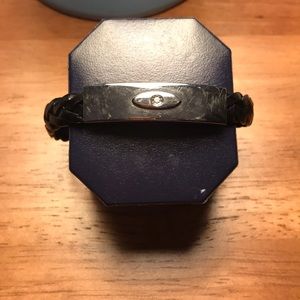 Engraved men’s braided leather bracelet